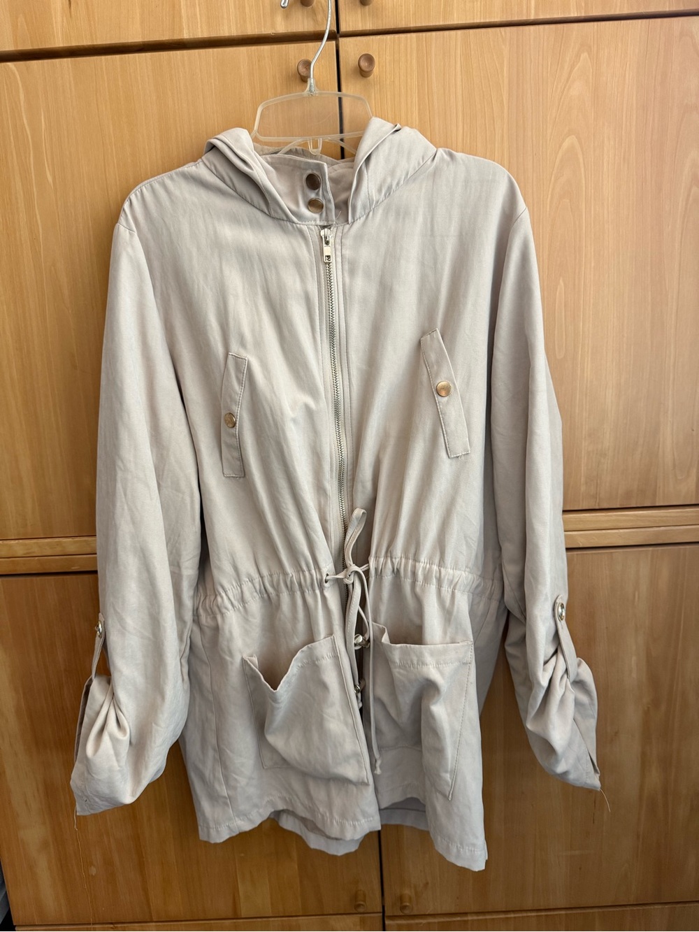 Sweet Wanderer Light Beige Hooded Utility Jacket